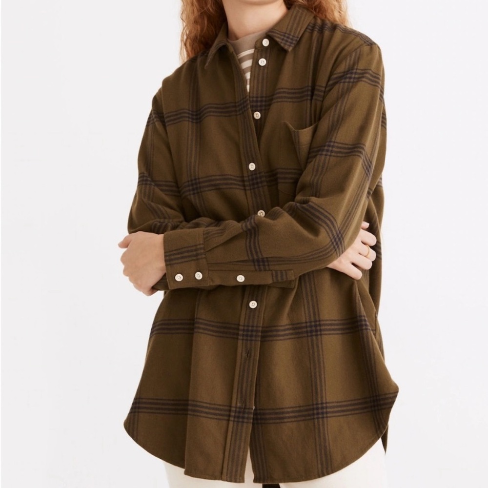 Madewell olive button down shirt, xs